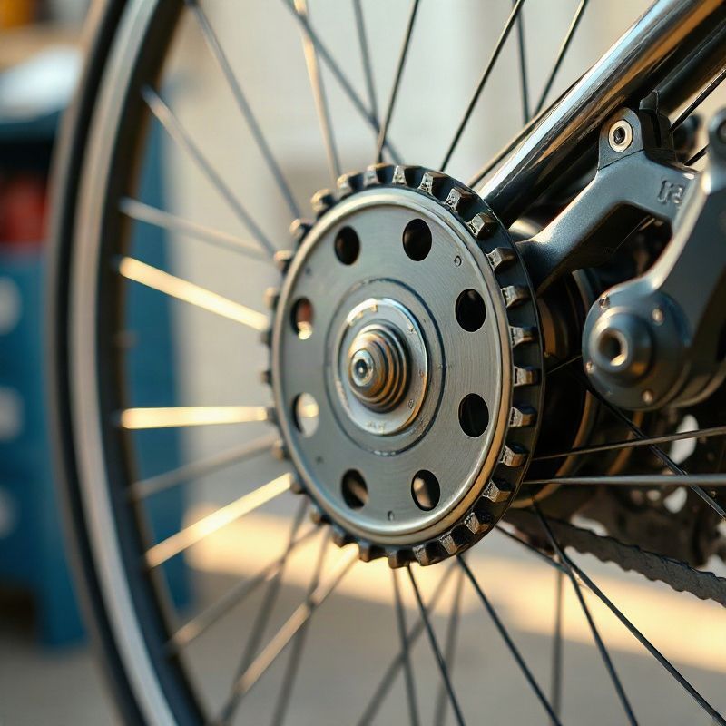 Mechanik nastavuje brzdu bicykla na servisnom stojane