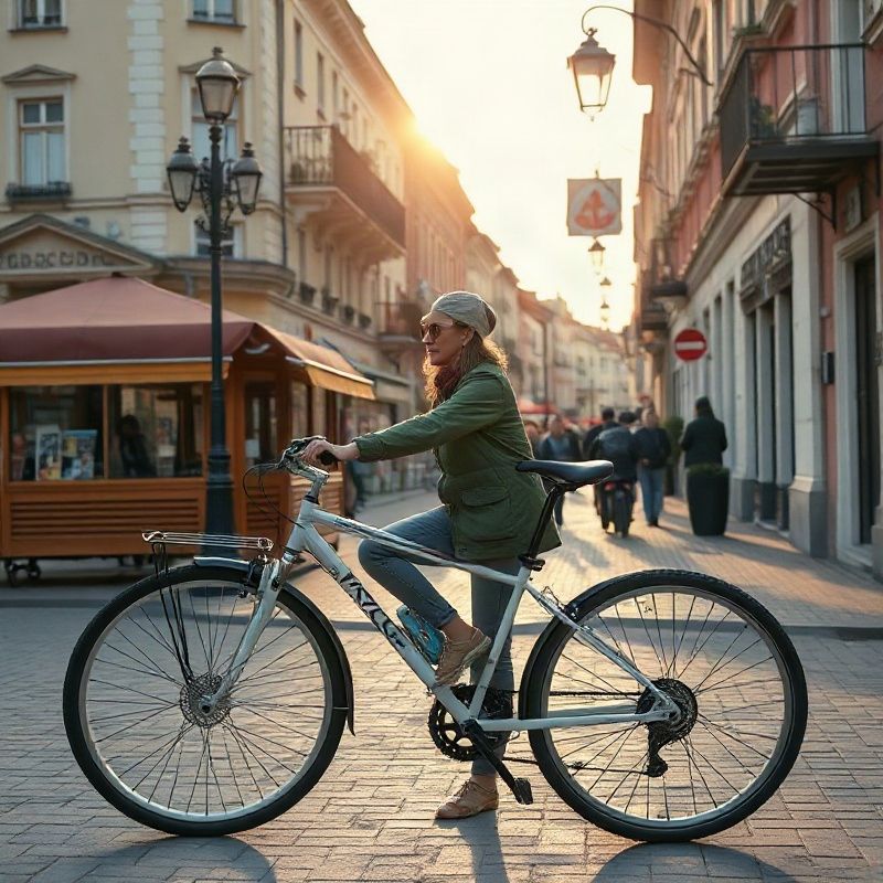 Zákazník privádza bicykel k vstupu predajne na Hlavnej ulici v Košiciach